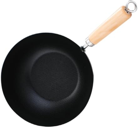 EPIGEIST Padella Antiaderente Da Cucina in Acciaio Resistente Mini Wok Con Manico in Legno Padella Portatile Per Campeggio Adatta a Tutti i Tipi Di Cucine