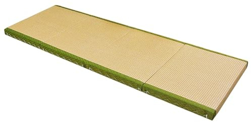 Faltbare Matratze mit Kokosfaserkissen, tragbares japanisches Futonbett für Yoga und Meditation, Rattan-Teppich, Mehrzweck-Gästebett (200 x 90 cm)