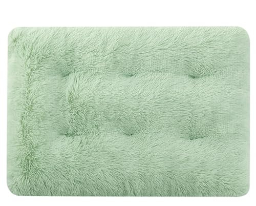 DAYKETNE Großes, Waschbares Hundebett, Kistenmatratze mit Rutschfester Unterseite, Weiche, Warme, Mittelgroße Haustier-Katzenbett-Kissenmatratze,Green-80X55cm