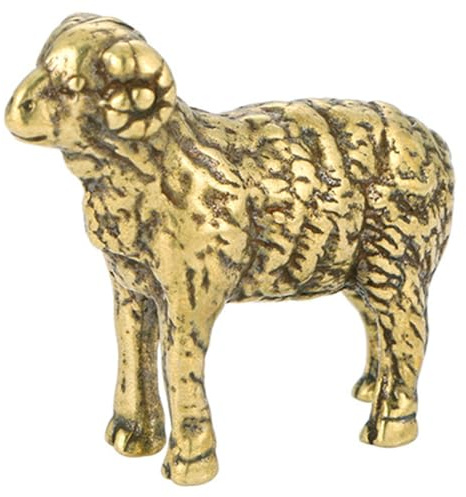 DIYEAH Vintage Messing Schaf Figurine Kleine Retro Deko Skulptur für Schreibtisch und Zuhause Solide Messing Handwerk Tierfigur mit Flachem Boden Langlebige Mini Schaf Statue als