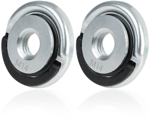 2PCS M14 Quick Release Angle Grinder Nut, Heavy Duty Self-Locking Flange Nuts with 45mm Pull Ring Quick Clamping Nut
