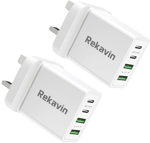 USB C Plug,40W Multi USB Plug Fast Charger 20W Dual USBC Power Adapter UK i Phone Apple Type C Plugs with USB Port Head Fast Charge for iPhone 17 16 15 14 13 12 11 Pro Max Plus iPad 10th A16,2 Pack