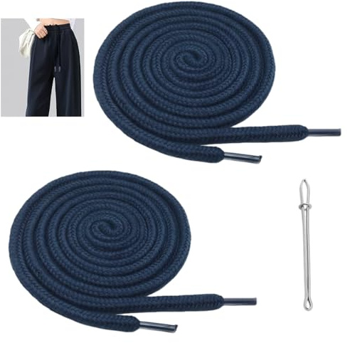 2 Piezas Paquete Cordones Ajustables, con Fáciles Enhebradores, 130 cm x 6 mm, Cordón de Algodón para Sudaderas, Pantalones Deportivos, Sudaderas, Chaquetas