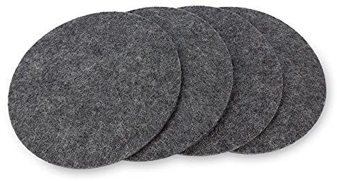 filzbrand Filz Untersetzer Rund für Gläser, 4 Stück (4er Set), Ø 10 cm in Anthrazit, 3 mm Dick, aus 100% Wolle Merinowolle – Made in Germany