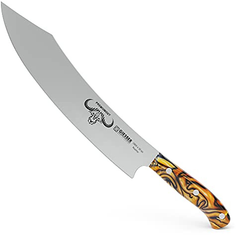 Giesser depuis 1776 - fabriqué en Allemagne - couteau de chef 30 cm Spicy Orange, PremiumCut Barbecue No 1, couteau de cuisine, acrylique, exotique, inoxydable, couteau à griller allemand tranchant
