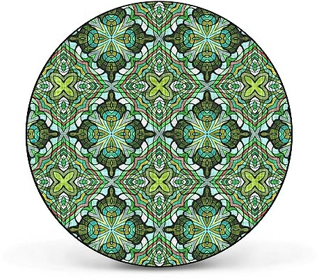 banjado Magnettafel Ø 47cm Schwarz - Magnetwand aus Metall - Magnetpinnwand als Memoboard - Pinnwand Magnettafel Küche, Büro, Kinderzimmer inkl. 4 Magnete & Montageset - Grünes Muster