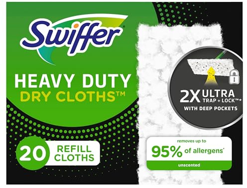 Swiffer Sweeper Heavy Duty Dry Multi-Surface Cloth Refills for Floor Sweeping and Cleaning, 20 count (2 Pack)
