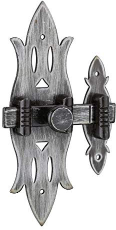 THIRARD - Verrou De Meuble Rustique - Fer Patiné - Platine Acier - Gâche Acier - Pêne Plat Coulissant - Pour Portes De Meubles - Bouton Rond - 40 x 130 mm - Gris