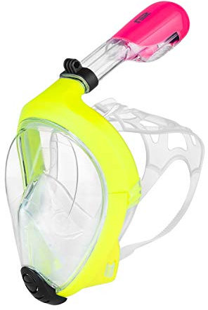 Schnorchelmaske STARFISCH Panorama Taucherbrille Vollgesichtsmaske Tauchermaske Vollgesicht Anti-Fog für Erwachsene und Kinder - Gelb, L/XL