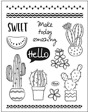 Viva Decor Clear-Stamps (Kaktus) Silikon Stempel - Prägung Stempel - DIY Dekoration stanzen - Stempel Silikon - DIY Stamp - Stempel Prägung - Designed in Germany