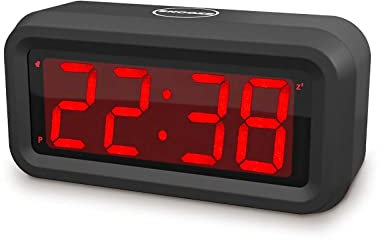 EUTUKEY Digital Alarm Clock Battery Powered Only, 1.2 LED Large Display, 2 Levels of Brightness, Snooze, Adjustable Alarm Volume, 12/24Hr, suitable for Bedside/Bedroom