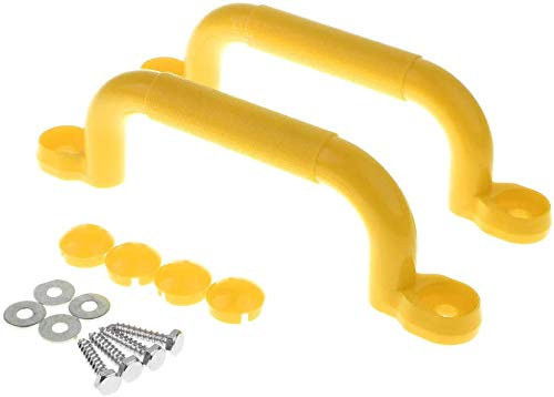 Unknow Durable Plastic Safety Nonslip Handle with Fixing Screws Kits Kids Outdoor Climbing Frame Wall Accessory 2PCS (Yellow)