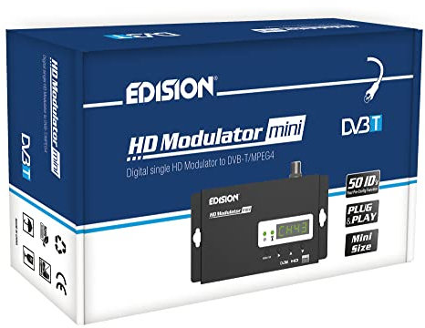 Edision HDMI MODULATOR mini, modulatore monocanale RF HDMI a DVBT MPEG4,distribuzione FullHD su cavo coassiale,Plug-n-Play,funzione di Pre-Configurazione USB 50ID,installazione rapida