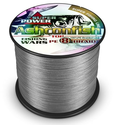 Ashconfish Geflochtene Angelschnur, 8 Str盲nge, super starker Anraht, 300 m, 3,6 kg, abriebfest, geflochtene Schn眉re, unglaubliche Superline-Zero Stretch, superfeiner Durchmesser, grau
