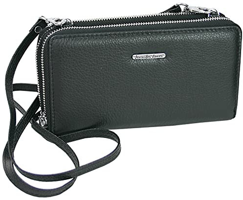Jennifer Jones - Echt Leder Handtasche mit Handyfach - 2in1 Handytasche & Geldbörse mit RFID-Schutz