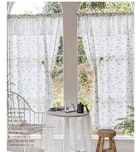 SMYORR Scheibengardinen Pastoral frischer Stil Bistrogardine Baumwolle und Leinen Kurzgardine Romantisch Weihnachten Fensterdekoration / 2 PCS / W140xH160cm