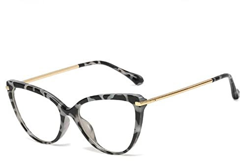 XUAN Katzenauge Lesebrille Für Damen Blaulichtfilter Brille Übergroße Computerbrille Cateye Lesebrille Mode Vollrahmen Lesebrille Mit Federscharnier (Color : Leopard Print, Size : +3.0)