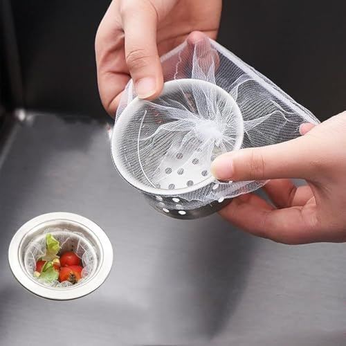 WEIYSHIGSH Kitchen Sink Strainer Mesh Bag- 200PCS Disposable mesh Sink Strainer Bags - Sink Drain Strainer - Suitable for Most Sizes of Kitchen Drainage Basket