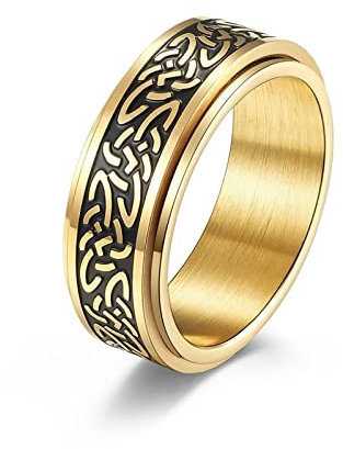 Dreier Ring, Vollfinger Ring Anxiety Gold Anti Stress Keltischer Knoten 67 (21.3) Schmuck Spinner Geschenk