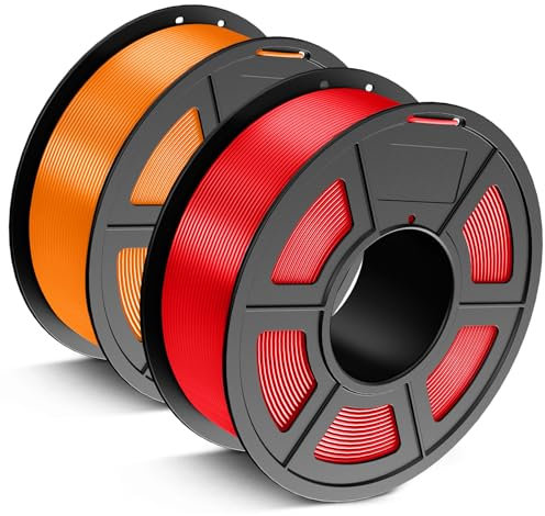JAYO PLA+ Filament 1.75mm, Erhöhte Zähigkeit PLA Plus Filament-3D-Druckmaterialien, Maßgenauigkeit +/- 0.02mm, Neatly Wound,1.1 kg Spule(2.42 LBS), 2 Packs PLA+ Rot+Orange