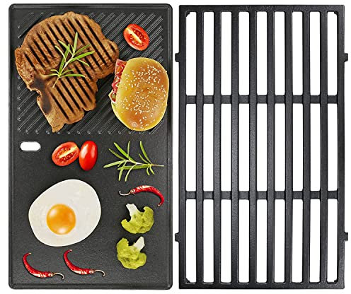 7637 Grillrost und Bratpfannen Ersatzteil für Weber Spirit I & II 200 Series, 44,5 cm BBQ Grillplatte für Weber Spirit E-210 E-220 Spirit S-210, S-220 Gusseisen Gasgrills mit Frontkontrollrosten 2PCS