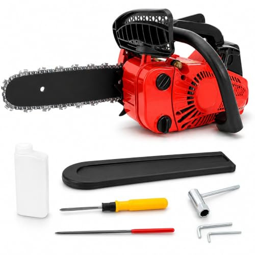 Motosega a Scoppio 25,4CC 900W Barra 25 cm per Potatura Motore 2 Tempi Catena 3/8 Lubrificazione Automatica Sistema Antivibrazione Ideale per Taglio Legna, Rami e Giardinaggio