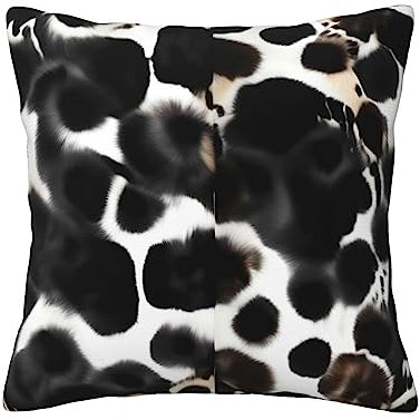 DEXNEL Kissen mit Kuhfell-Druck, weich, quadratisch, für Couch, Bett, Schlafzimmer, Wohnzimmer, dekorativ, 45,7 x 45,7 cm