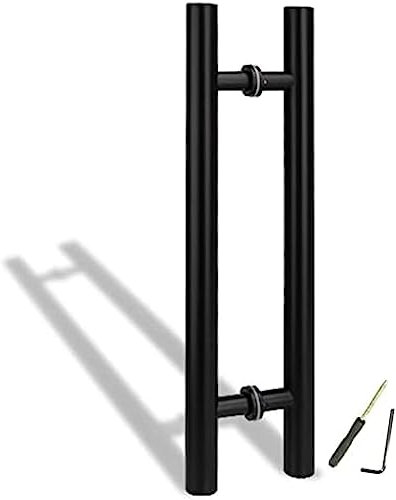 50/60/ 80/120/ 150 cm Duschtürgriff-Ersatz, Moderne Schwarze Haustürgriffe/Satin-Nickel-Push-Pull-Griffstange, Doppelseitig, Scheunen-Schiebetür,Länge 60 cm (24 Zoll),Friendly32