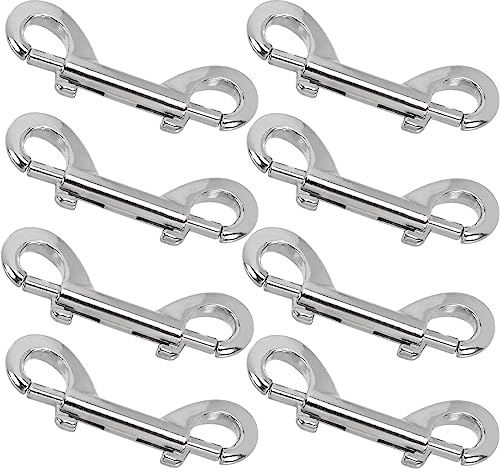 8 Pcs Double Ended Bolt Snap Hook, Zinc Alloy Double Dog Lead Metal Clips Silver Lightweight Dog Lead Hook for Dog Leash Key Chain