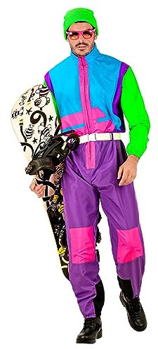 80er Offset-Snowboarder-Anzug – Ski Anzug Unisex Gr. S - XXL mit Skibrille S - 165-170cm