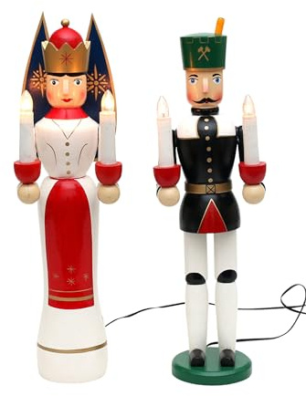 Dekohelden24 Engel und Bergmann Set, elektrisch beleuchtet inklusive Netzteil, Maße L/B/H: 13 x 12 x 40 cm.