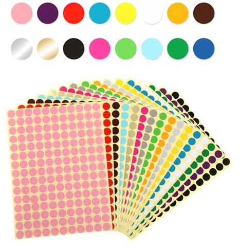 Amaxiu Runde Punktaufkleber,10mm Farbkodierung Etiketten Markierungspunkte Klebepunkte 16 Farbcodepunkte Aufkleber für Klassenzimmer Büro Heim Kunst DIY Klassifikation,2640 Stück