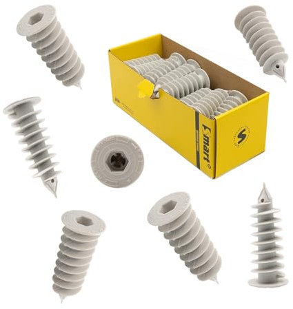 Dämmstoffdübel Thermo Wärmebrückenfreie Befestigung, Verarbeitung ohne Vorbohren oder Spezialwerkzeug möglich Hartschaumdübel Styropordübel Spiraldübel (34 x 85-25 St.)