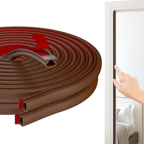 Hzetuu Joint Fenetre Isolation, Joint Porte Isolation Autocollante Caoutchouc Isolation Froid Et Phonique, Fenetre Bois Joint De Porte D'entrée Isolation Phonique Porte (Brun,10m)
