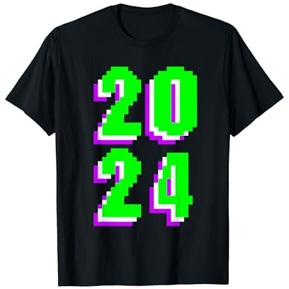 Año Nuevo 2024 Retro Pixelado Pixel Art Vintage Nostalgia Camiseta