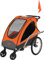 VEVOR Fahrradanhänger Doppelsitz, 54 kg Tragkraft, 2-in-1-Verdeckträger, umbaubar in Kinderwagen, Faltbarer Kinderfahrradanhänger zum Ziehen mit universeller Fahrradkupplung, Orange und Grau