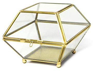 PLJKIHED Schmuckkästchen, große Schmucktruhe aus Glas, Kupfer, unregelmäßig, transparent, Schmuck-Organizer für Damen, Schmuckkästchen für Damen Stabilize