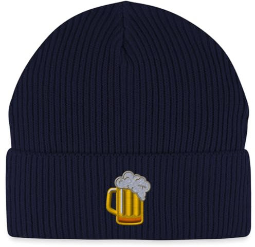 Spreadshirt Bière Broderie Bonnet Pêcheur Bio, Taille Unique, Marine