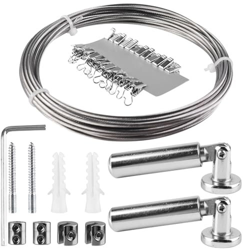 5 m di filo per tenda: corda metallica, corda per tende, sistema di tensionamento della corda, corda in acciaio inox, corda per tende, corda per la decorazione di interni ed esterni