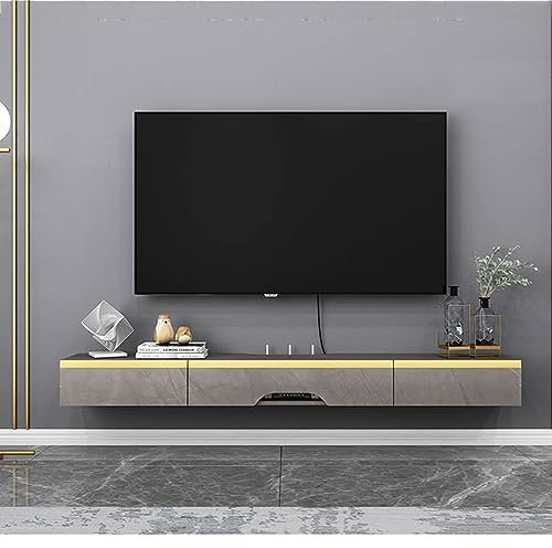 YUZDNM Schwimmender Tv Schrank - Tv Lowboard Hängend - 120/150cm TV Ständer Für Medienkonsole, Entertainment Center WLAN Router DVD-Aufbewahrungsregal Für Kabelbox(B,120 * 17 * 25cm)