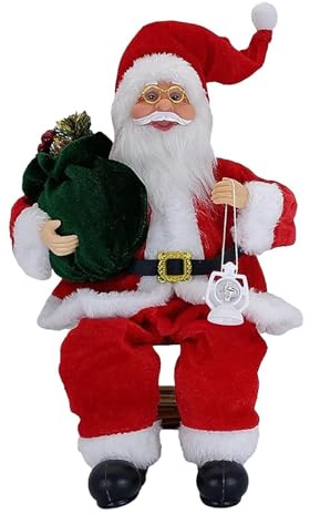 Sitzende Weihnachtsmann-Dekorationen - Hopowa Weihnachtsmann Sitzender, 13,8 Zoll Plüsch Weihnachtsmann Weihnachtsschmuck | Weihnachtsvitrine Weihnachtsfiguren Tisch Kamin Heimtextilien