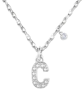 GUOYU Damen Initialen Halskette Buchstaben Anhänger, 925 silber Halskette mit Buchstabe aus Zirkonia, Anhänger Geschenkideen zum Geburtstag A B C D E F G H I J K L M N O P Q R S T U V W X Y Z