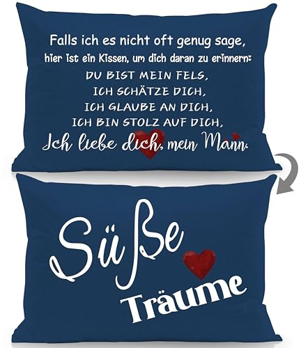 Aosumin Hier ist EIN Kissen um Dich daran zu erinnern Du bist Mein Fels ich schätze Dich ich Liebe Dich Kissenbezüge für Ehemann Geburtstag Valentinstag Weihnachten Geschenk (Ehemann)