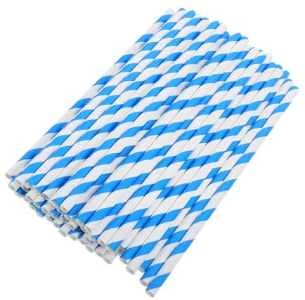 Alipis Cotton Candy Sticks Paper Striped 10x300mm Blue White 50pcs Cotton Candy Accessories Holder for Commercial Automatic Machine Supplies