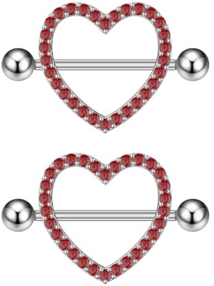 IMINI 14G Crystal Heart Nipplerings Barbells - Hypoallergénique Cubic Zirconia Body Bijoux pour Femmes, Mamelon Anneaux Piercing Cadeau, Medium, Cuivre, Zircon cubique