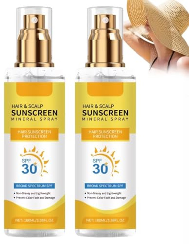 Spill De Crème Solaire Du Cuir Chevelu,Brume De Protection Solaire Cheveux,SPF 30 Bouclier UV,Non Grasse,Compacte Et Prêt Pour Le Voyage,Brume Solaire 100 Ml, Scalp SPF,Idéal Pour Les Sports (2)