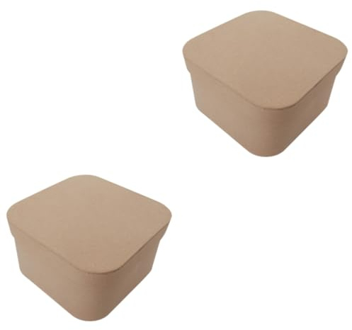PACKOVE 2 Stück Box Aus Kraftpapier Schmuck Kleine Schachteln Mit Deckel Kleine Kisten Partyboxen Schachteln Für Pralinen Quadratische Boxen Mit Deckel Quadratkästen Hellbraun