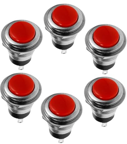 HOLIDYOYO 6pezzi Interruttore Pulsante Momentaneo Mini Pin Rosso Senza Filo Autoreset Affidabile in Zinco Per Scooter Auto e Elettrodomestici Small