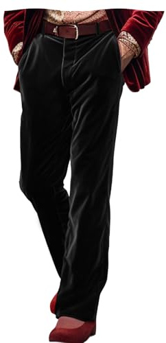 VENNYNG Men's Dress Pants Velvet Trousers Casual Straight Leg Plain Business Daily Holiday Black
