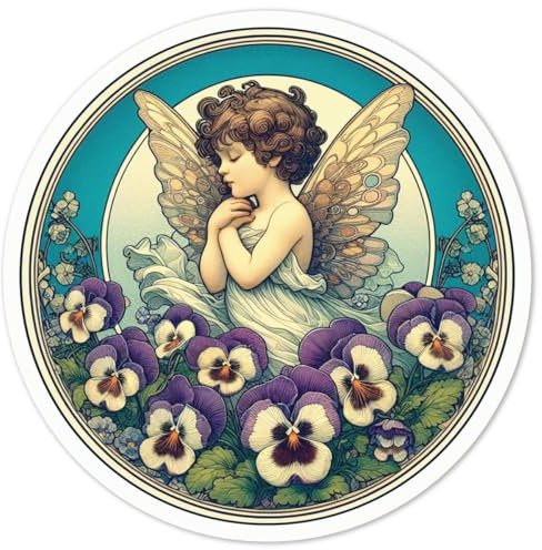 Azeeda 'Pansy Garden Fairy' White Premium Vinyl Decal Sticker – Waterproof, Durable & Easy to Apply - for Car Bumpers, Windows, Bins & More - Medium (100mm) (DW00146453)